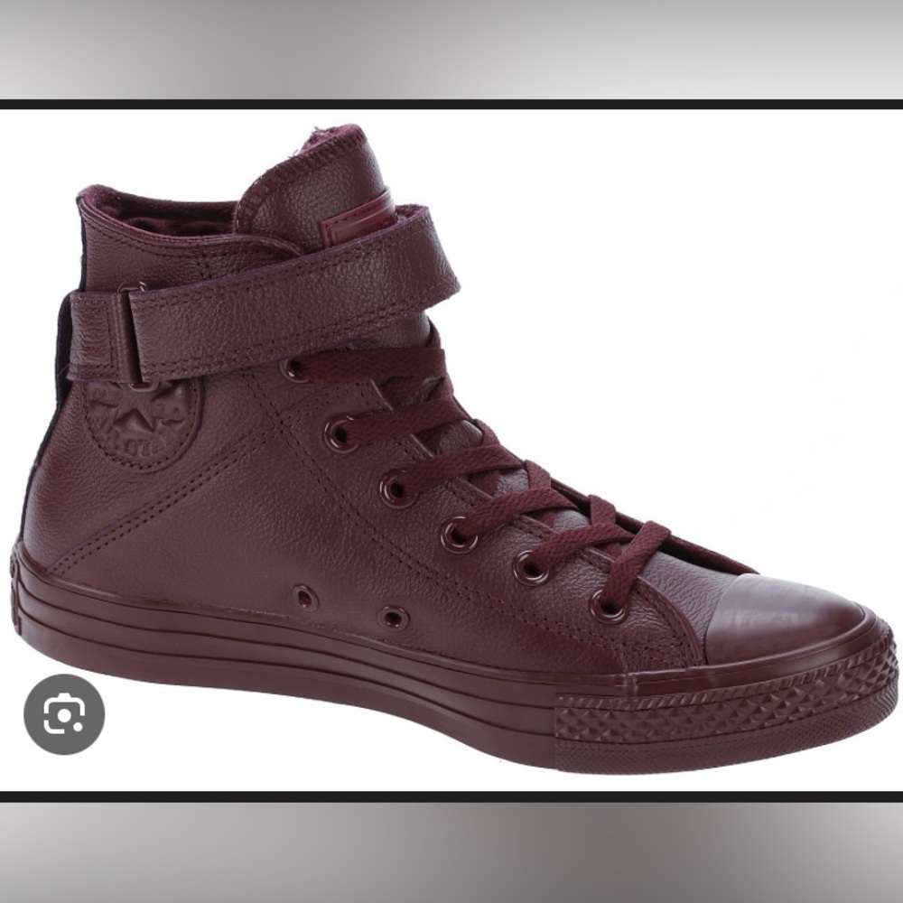 Women’s Burgundy Leather Converse High-Top Sneakers Size 7